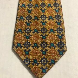 Designer Burnt Orange & Navy art design tie Michelsons of London 100 % pure silk
